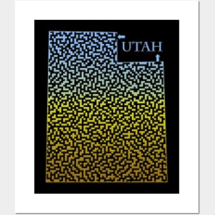 Utah State Outline Maze & Labyrinth Posters and Art
